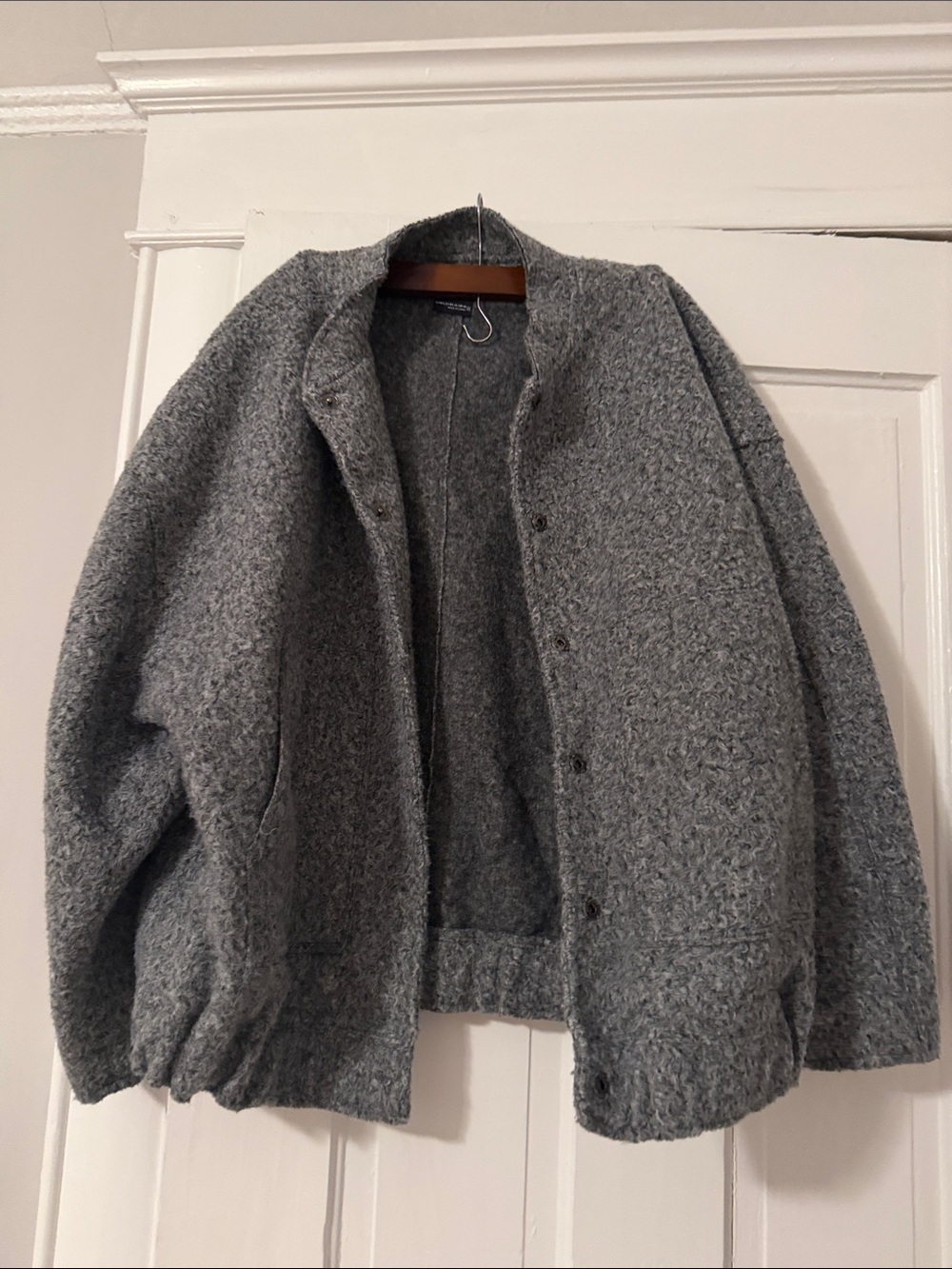 Zara Gray Bouclé Bomber Jacket